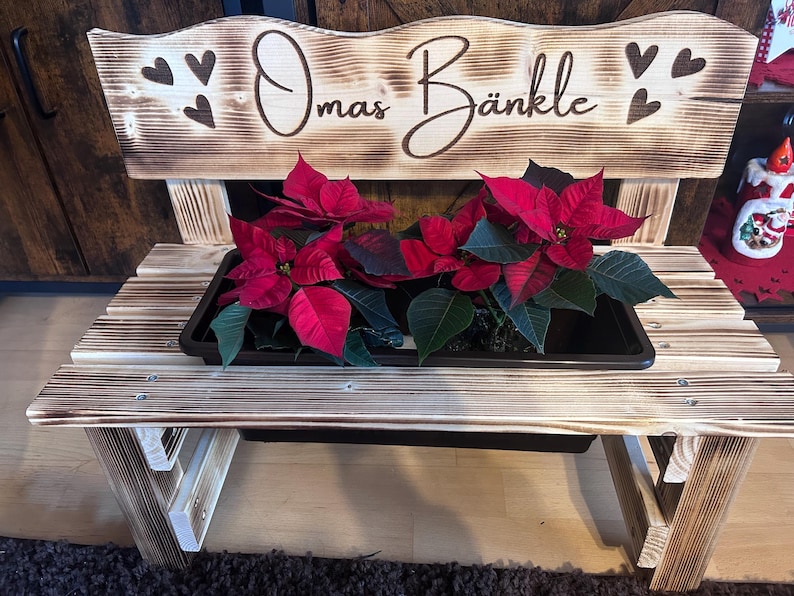 Personalisierte Holz Blumenbank wetterfest für Oma Geburtstag Garten Terrasse Balkon Blumen Pflanzen Deko Mama Erzieherin Weihnachten Freundin Geschenk Danke