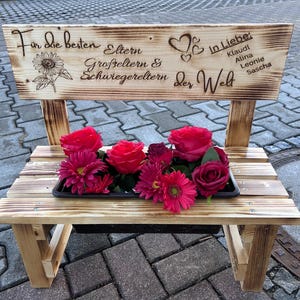 Personalized wooden flower bench – gift for kindergarten teacher, grandmother, Mother's Day, garden & balcony decoration, wedding, terrace, mom image 20