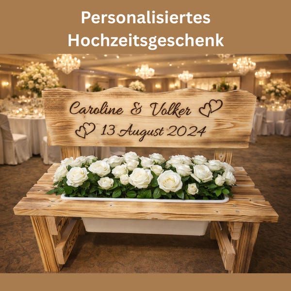 Personalized wedding gift, wedding present, couple's names, wooden flower stand, money gift, wedding, individually engraved