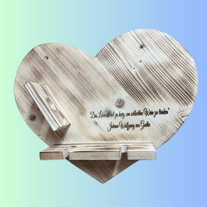 Personalized wooden wine rack – hanging rack for 1 wine bottle & 2 glasses – natural or flamed – with wall bracket – for wine lovers image 6