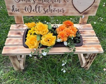 Blumenbank für Terrasse Balkon Vatertag Valentinstag Oma Mama Hochzeit Deko Muttertag Geburtstag Holz Blumen Frühling Kindergartenabschied