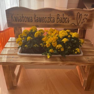 Personalized wooden flower bench – gift for kindergarten teacher, grandmother, Mother's Day, garden & balcony decoration, wedding, terrace, mom image 13