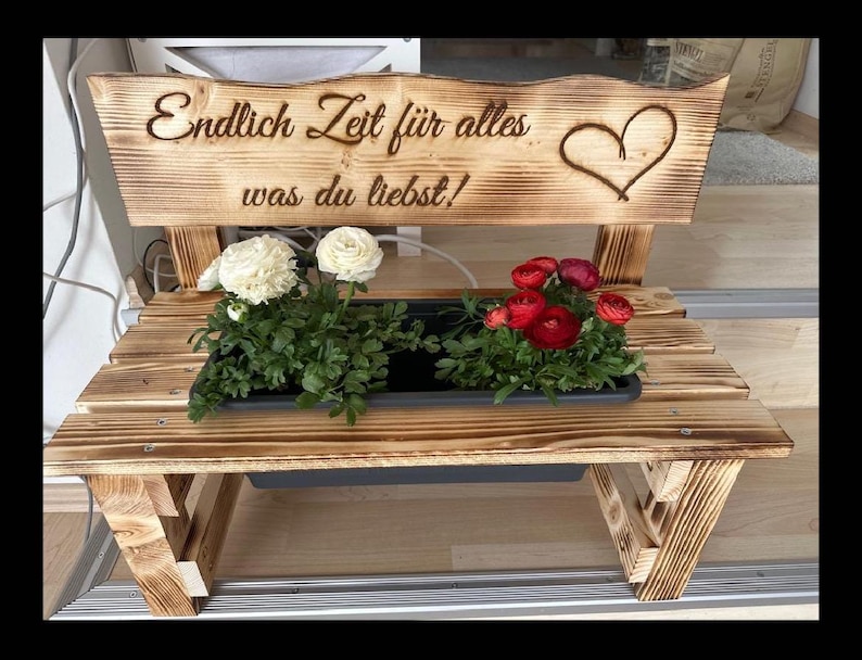 Personalized wooden flower bench – gift for kindergarten teacher, grandmother, Mother's Day, garden & balcony decoration, wedding, terrace, mom image 14