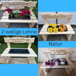 Personalisierte Holz-Blumenbank mit Namensgravur als Geschenkidee für Gartenfreunde, Einzug oder Geburtstag