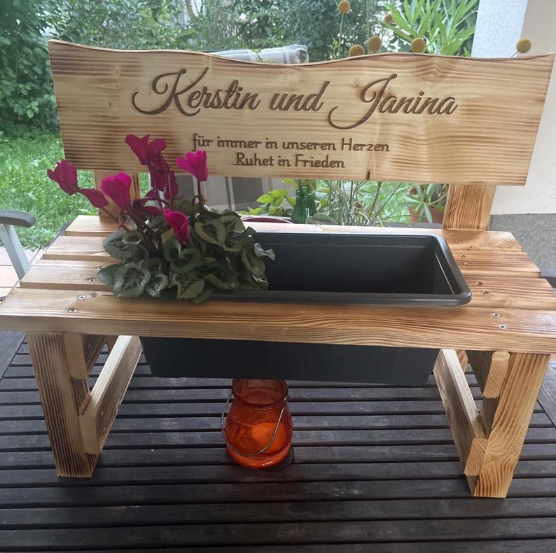 Personalized wooden flower bench – gift for kindergarten teacher, grandmother, Mother's Day, garden & balcony decoration, wedding, terrace, mom image 15