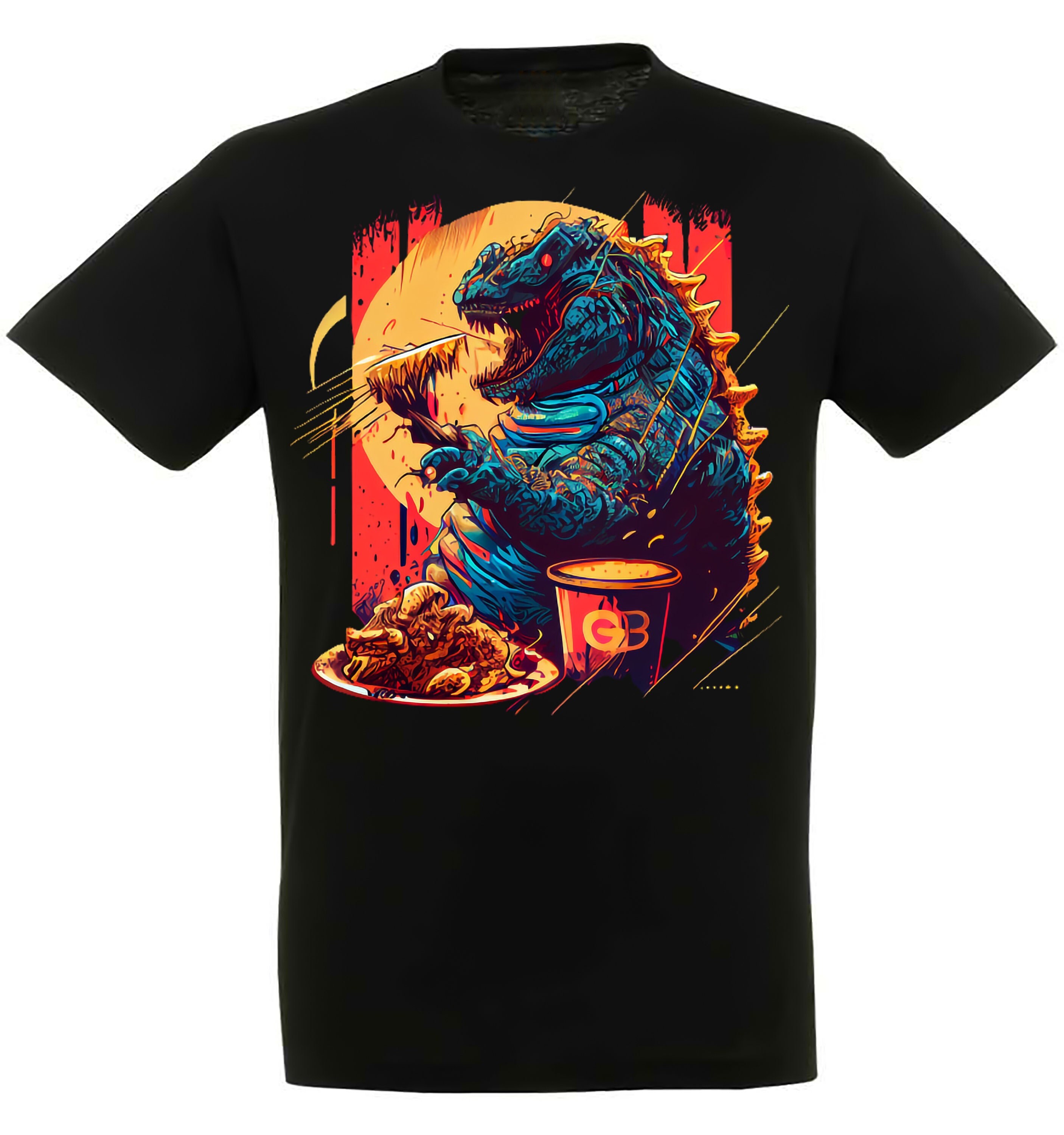 Godzilla Eating Ramen Stylish T-shirts Themed Printed Cotton - Etsy UK