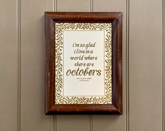Anne of Green Gables quote art | FAUX CROSS STITCH print | October fall decor