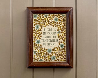 Jane Austen quote print | FAUX CROSS STITCH art | tenderness of heart