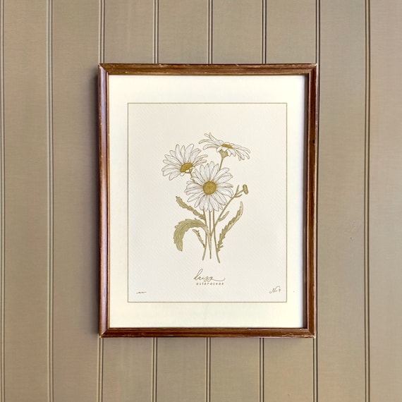 DAISY birth flower art print | APRIL birthday gift | heirloom botanical wall art