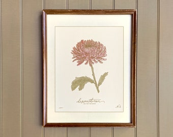 NOVEMBER birth flower art print | meaningful, heirloom home decor | hand drawn CHRYSANTHEMUM