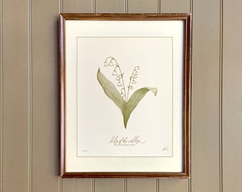 LILY Of The VALLEY birth flower print MAY | heirloom botanical wall art | gift for mom