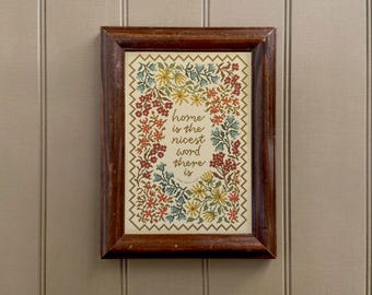 Laura Ingalls Wilder quote print | FAUX CROSS STITCH art | home is the nicest word there is