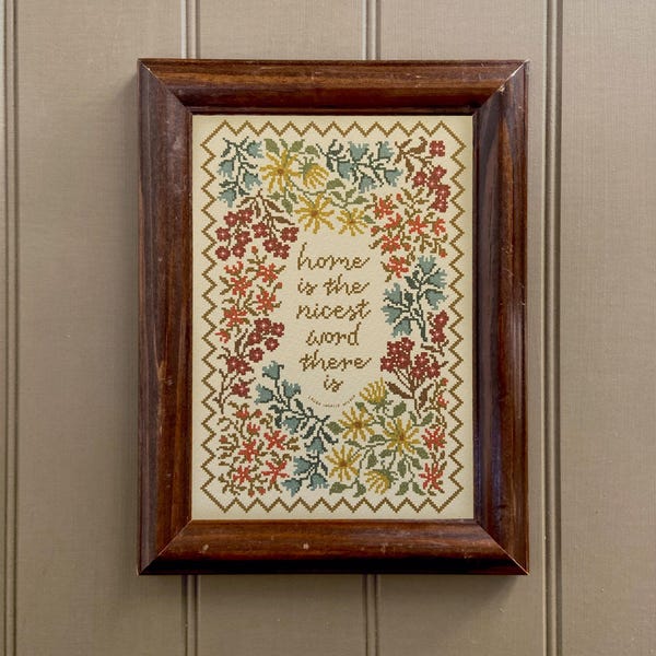 Laura Ingalls Wilder quote print | FAUX CROSS STITCH art | home is the nicest word there is