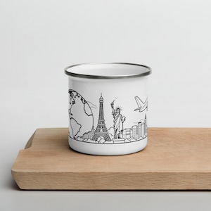 Weltenbummler | Reisende Emaille Tasse | Geschenk