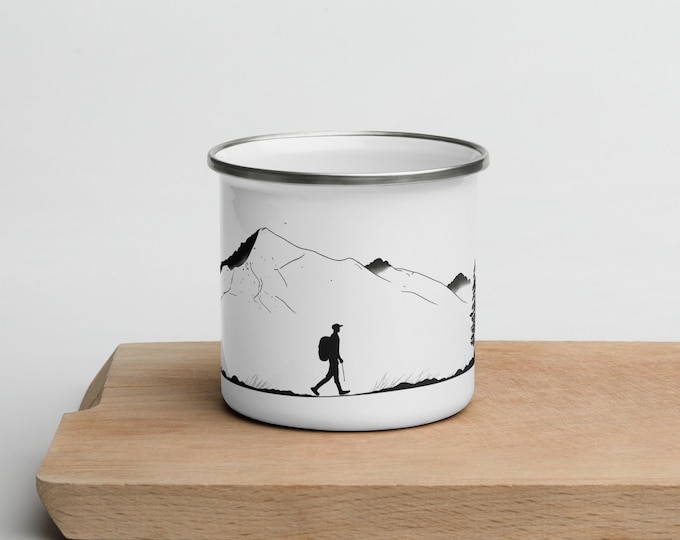 Hike the Trails with Style | Hiker Enamel Mug | Gift | Adventure