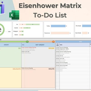 Eisenhower Matrix Template Excel Task Priority Matrix Productivity Spreadsheet Urgent-Important Matrix Decision Matrix image 1