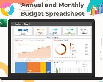 Budget Planner Excel Sheet | Budget Tracking Excel | Expense Tracker | Monthly and Annual tracking |Multi year Budget