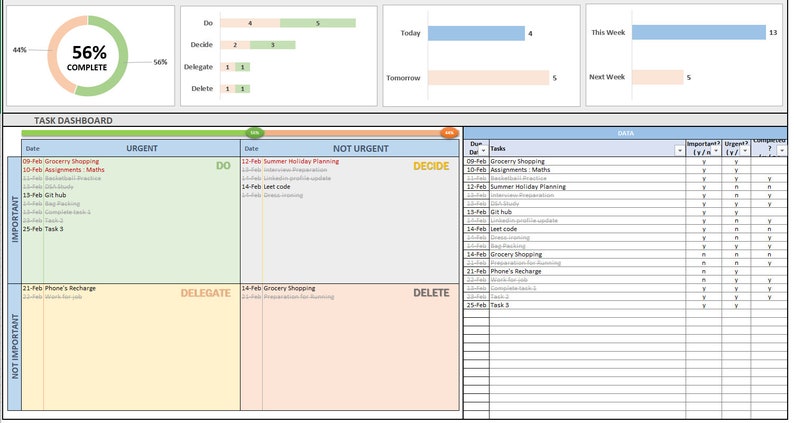 Eisenhower Matrix Template Excel Task Priority Matrix Productivity Spreadsheet Urgent-Important Matrix Decision Matrix image 3