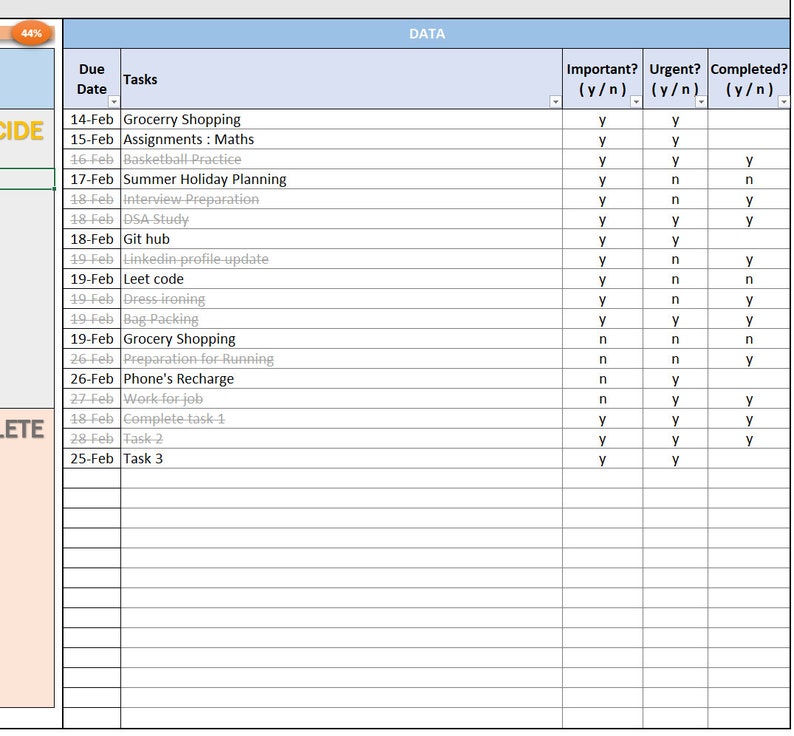 Eisenhower Matrix Template Excel Task Priority Matrix Productivity Spreadsheet Urgent-Important Matrix Decision Matrix image 5