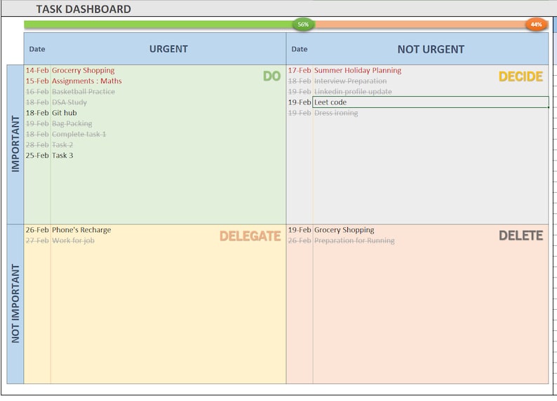 Eisenhower Matrix Template Excel Task Priority Matrix Productivity Spreadsheet Urgent-Important Matrix Decision Matrix image 2