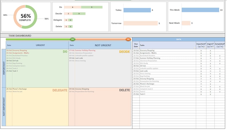 Eisenhower Matrix Template Excel Task Priority Matrix Productivity Spreadsheet Urgent-Important Matrix Decision Matrix image 6