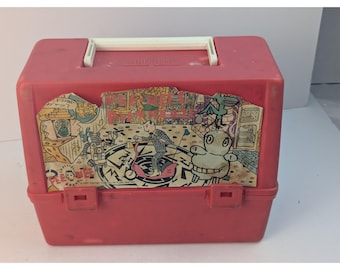 Pee-Wee&#39;s Playhouse Red Plastic Lunchbox 1987 complete w/ Thermos