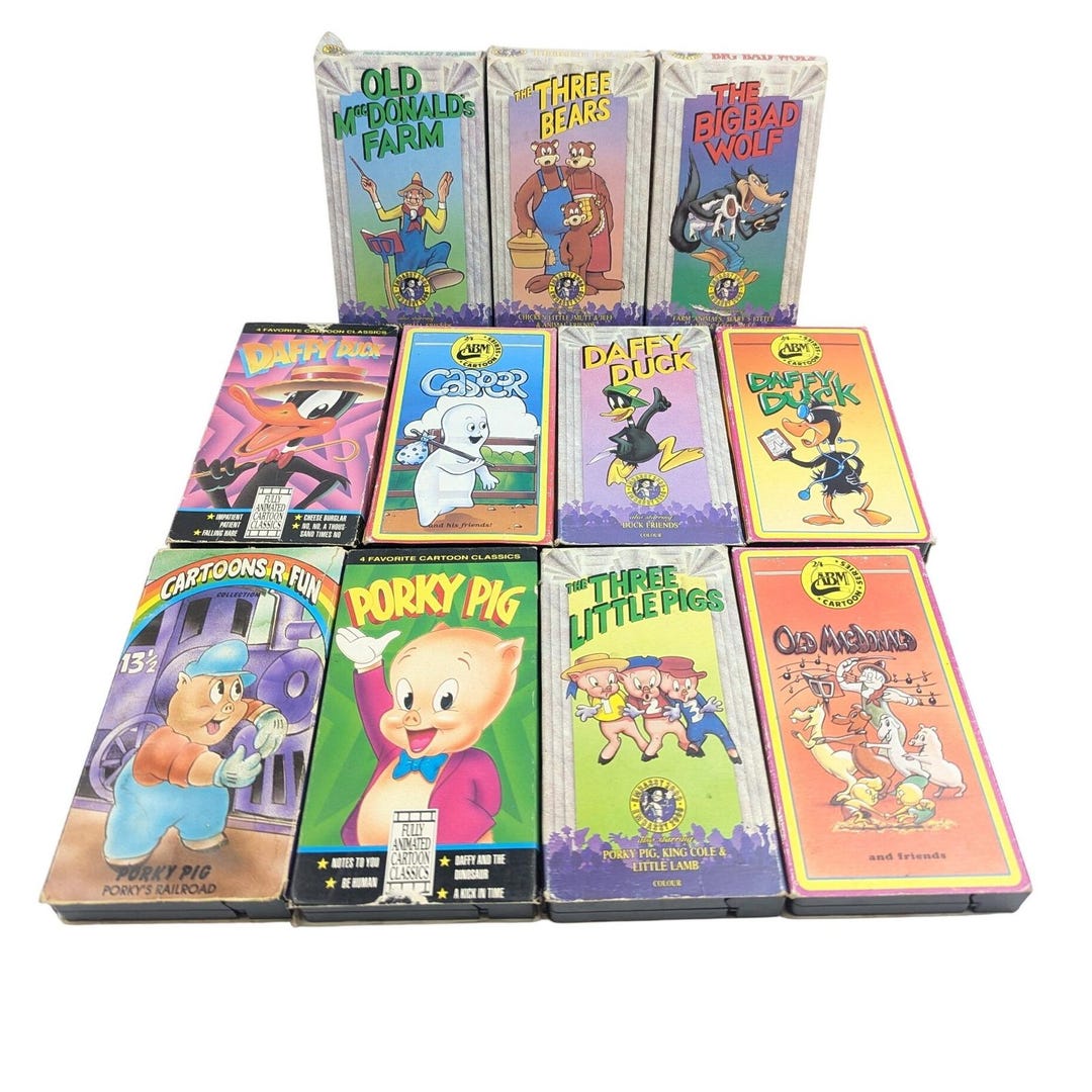 Lot of 11 Classic Cartoon VHS Tapes Looney Tunes Porky Pig Daffy Duck ...