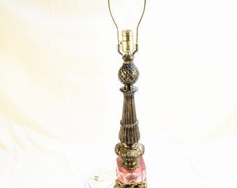 Solid Brass Cherub Table Lamp Lucite Hollywood Regency, Brass, Crystal