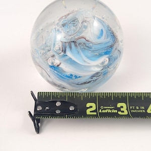 Art Glass Paperweight w/ Swirl Colors Controlled Bubbles  -