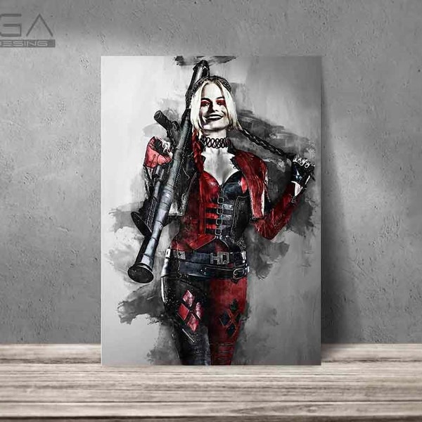 Harley Quinn Poster Margot Robbie Druck Kunstdruck Wand Kunst Wohnkultur