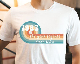 40. Geburtstag Unisex 100% Baumwolle 1983 T-Shirts für Männer Custom Design Geburtstagsgeschenk für ihn 1983 Top Geschenk für Geburtstag Papa Onkel Graphic Tee