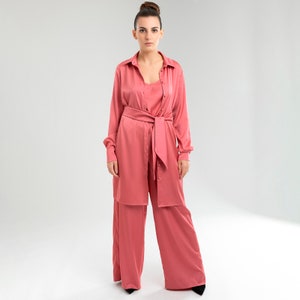 Satin shirt dress