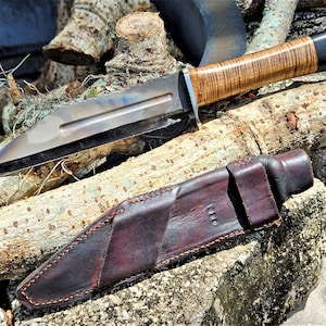 7.5 inch (19.05 cm) Viking Seax: AEBL Stainless Steel, 416 stainless, Maple, Ironwood  | Quality knives made entirely by hand in the USA