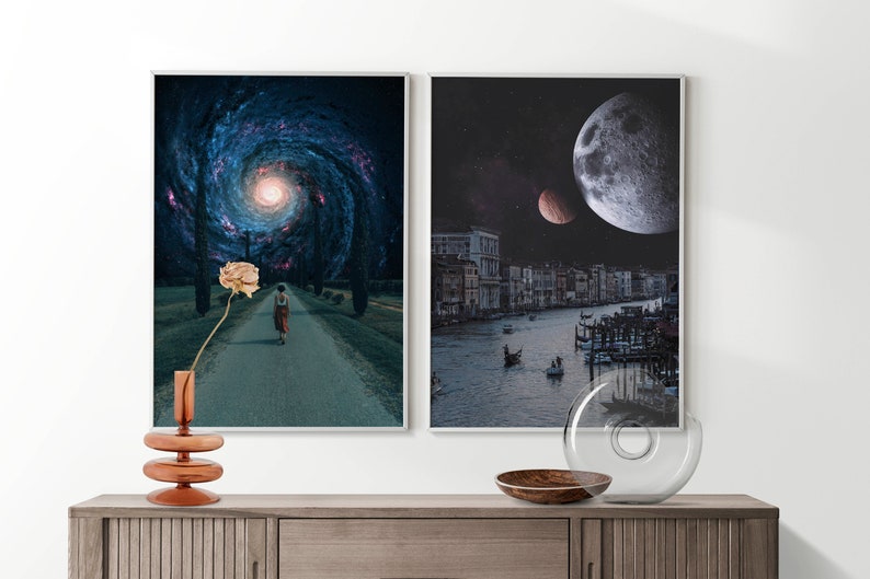 Woman Walking Towards the Galaxy Wall Art Downloadable Art - Etsy
