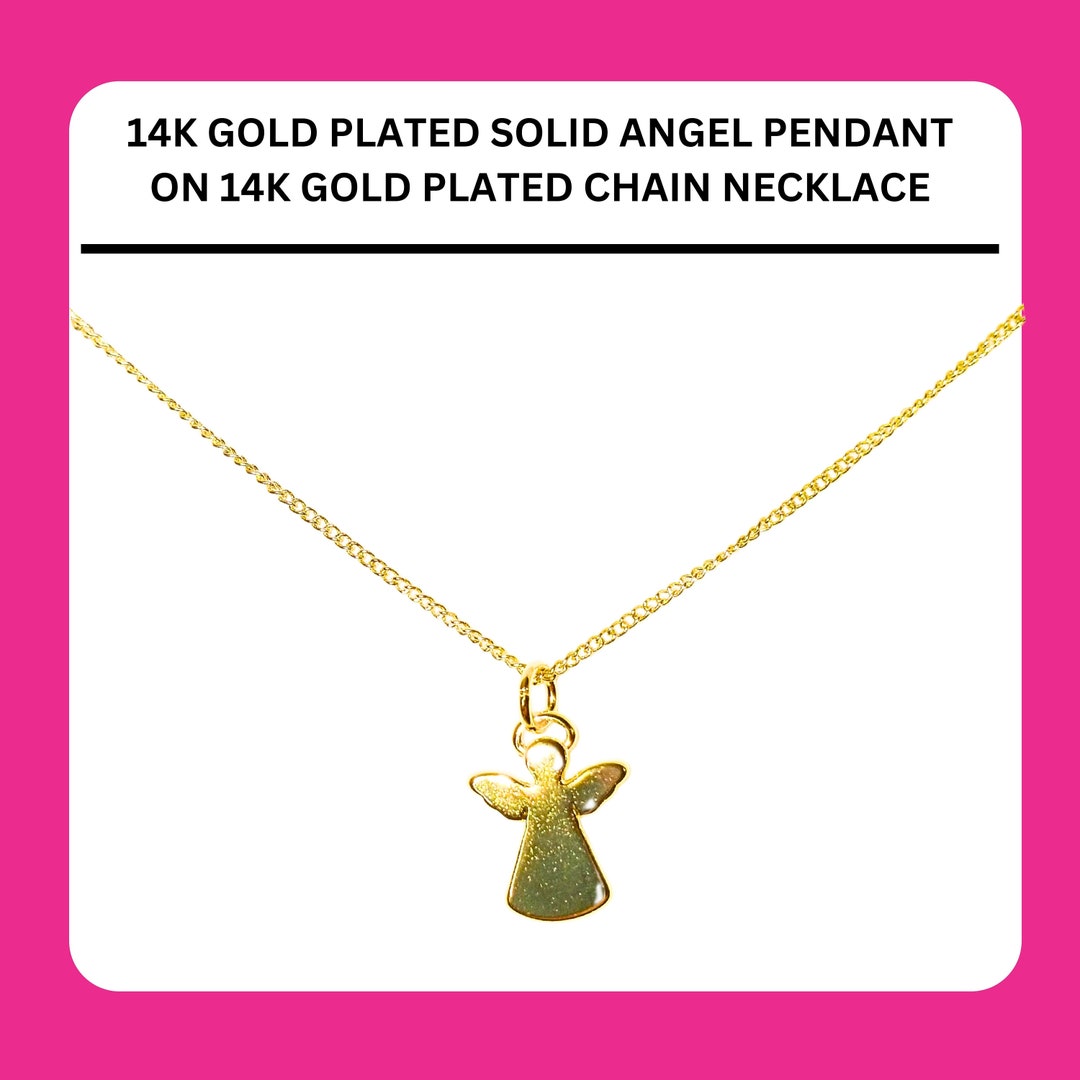 14K Gold Plated Angel Pendant on 14K Gold Plated - Etsy