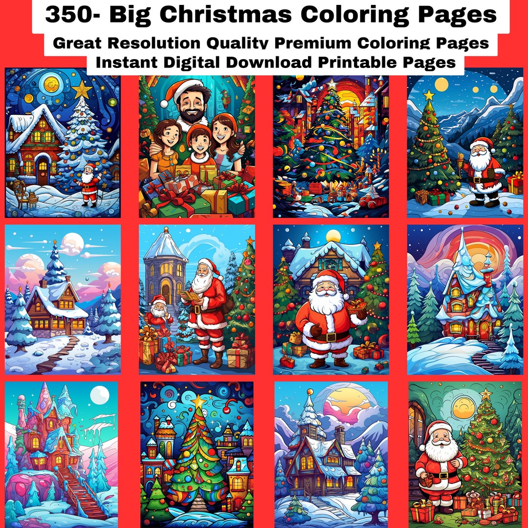 A 350page Big Christmas Coloring Book, Digital Download Premium