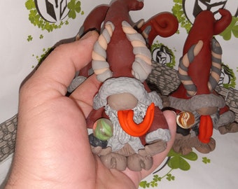 Krampus gnome holding snow globe (handmade)