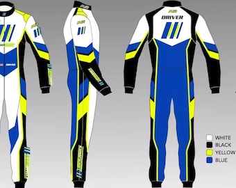 Go kart racing Suit CIK FIA Level2 Approved Digital Sublimation Print Kart Suit Personalised Design with options like Name/Number/Flag/Logo