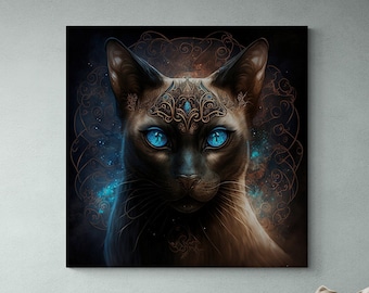 Siamkatze Katze Kunst siamesische Katze Liebhaber Kunst für Siamkatze Besitzer Tierkunst Wanddeko