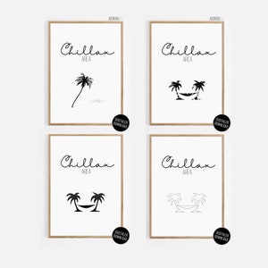 Conjunto de carteles - CHILLAX AREA - para el lugar feliz, lugar favorito, relax, chill, habitación para adolescentes, habitación para niños, puf, vanlife, A5, A4, A3
