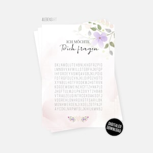 Trauzeugin fragen - digitaler Download, DIN A5, Karte, Foto, Poster, Rätsel