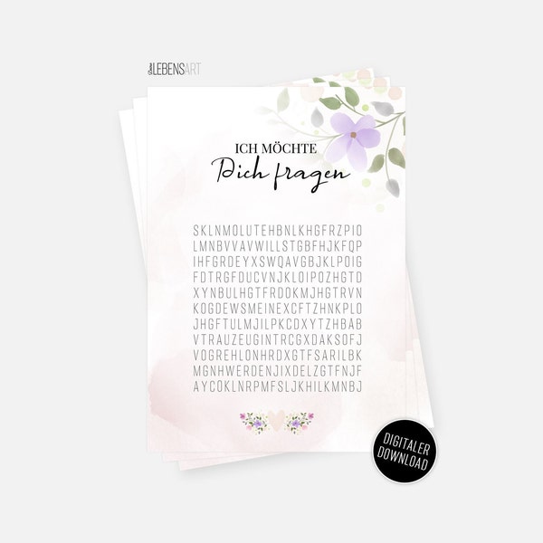 Maid of honor questions - digital download, DIN A5, card, photo, poster, puzzle