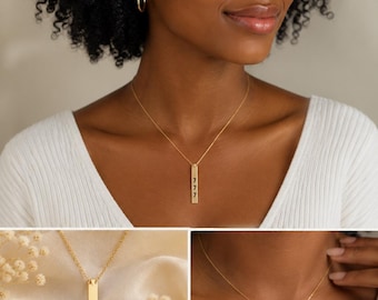 Custom Vertical Name Bar Pendant Engraving | Vertical Name Bar Pendant