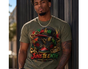 Juneteenth Sneakerhead Shirt | Freedom Is God's Plan Graphic Tee | Black History Shirt | Urban Streetwear Juneteenth Apparel