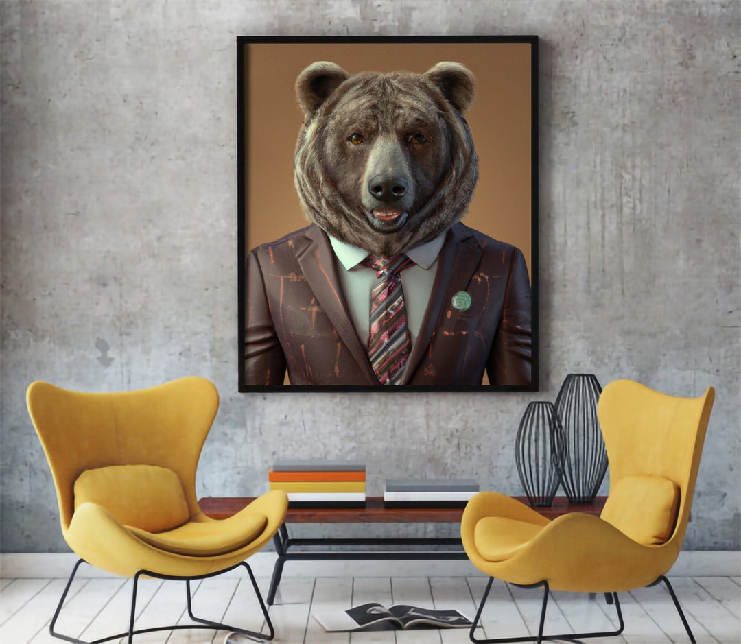 The Wall Street Bear: Digital Art Print of a Bear in a Suit - Etsy
