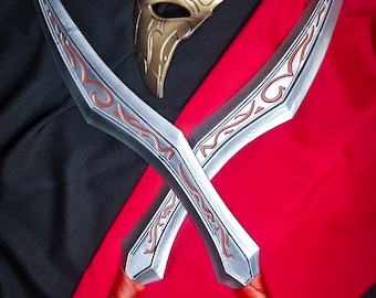 Katarina Daggers & Mask – League of Legends Noxus Cosplay Prop Set | Hand Painted Replica Weapons