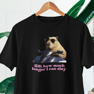 IDK How much longer I can slay T-shirt Slay T-shirt Funny top TikTok fans Capybara top Funny Capybara Slay T-shirt Funny t-shirt Black