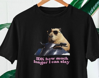 IDK How much longer I can slay T-shirt | Slay T-shirt | Funny top | TikTok fans | Capybara top | Funny Capybara Slay T-shirt | Funny t-shirt