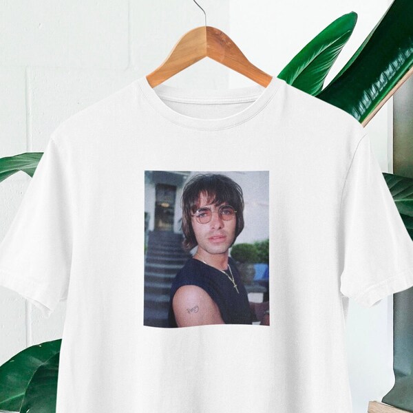 -shirt photo Liam Gallagher | Chemise pour fans d'Oasis | T-shirt graphique Oasis | Liam Gallagher | Noël Gallagher | Paul Arthur | Tony McCarroll