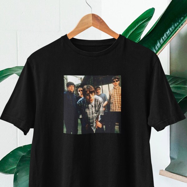 -shirt avec photo OASIS | Chemise pour fans d'Oasis | T-shirt graphique Oasis | Liam Gallagher | Noël Gallagher | Paul Arthur | Tony McCarroll | Produits dérivés Oasis